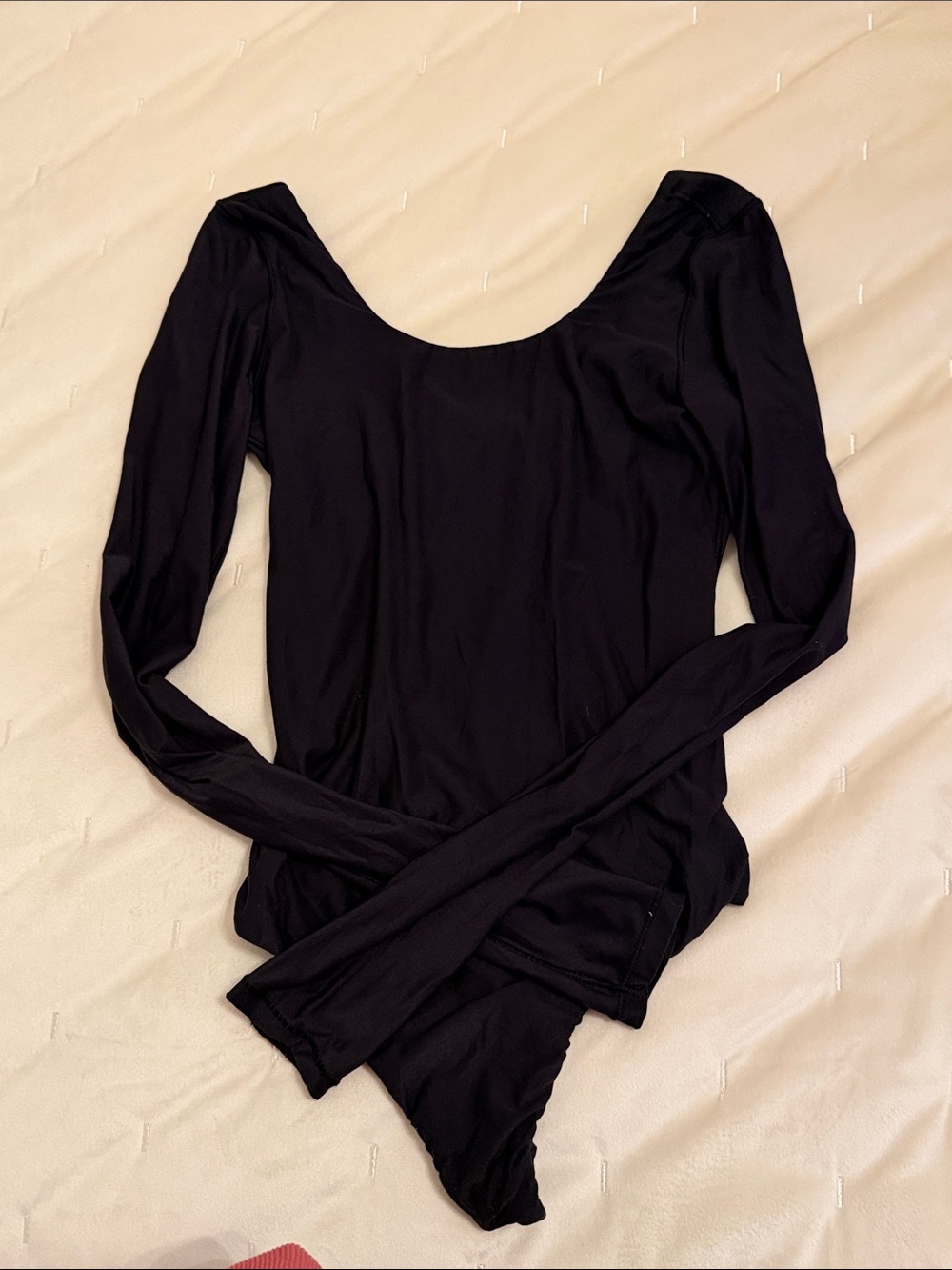 aerie Black Long-Sleeve Scoop Neck Bodysuit
